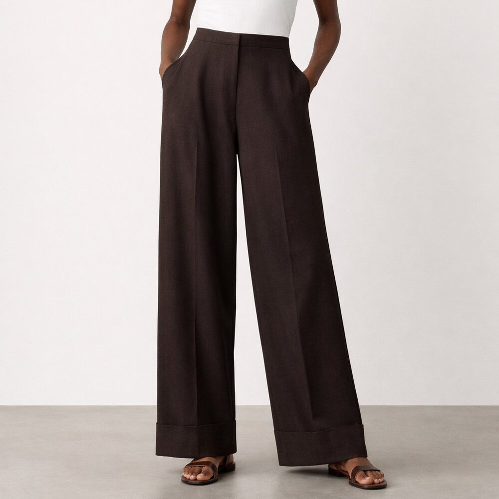 Eileen Fisher Wide Leg Pants in Dark Brown